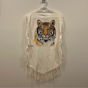 Vintage Fun Time Las Vegas Fringe Shirt Coverup Tiger 1992 One Size